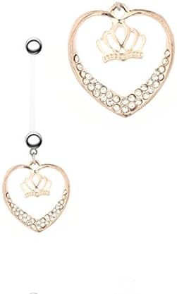 HYIdealism Heart with Crown Design Dangle Silicone Bar Navel Belly Button Barbell Ring Body Piercing Pierced Jewelry for Pregnant Women