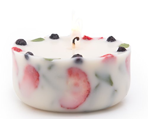 Minze - Limone Aromatherapie Bio Soja Duft Kerze handgefertigt mit echten Erdbeeren echtes ätherisches Öl Muttertag schadstofffrei lange Brenndauer in Geschenkbox