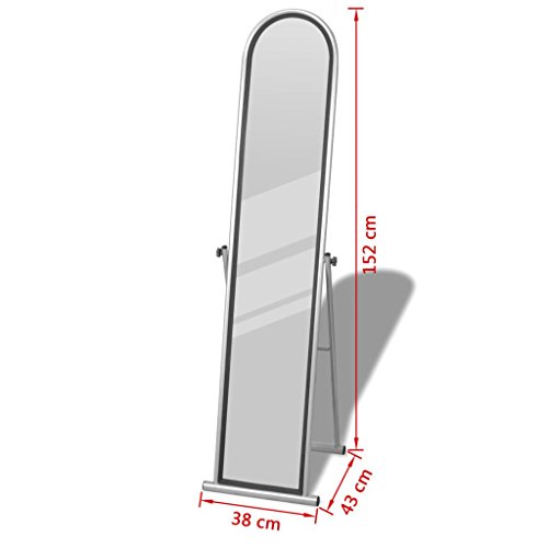 vidaXL Standspiegel Boden Stehend Spiegel Ankleidespiegel Ganzkörperspiegel grau - 6