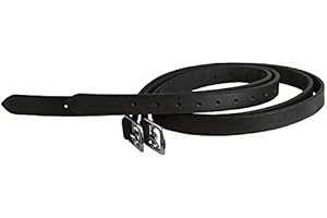 Pets2Care GENUINE HORSE HEAVY DUTY STRONG STIRRUP LEATHER BLACK & BROWN FULL (60") COB (54"), PONY SS BUCKLE