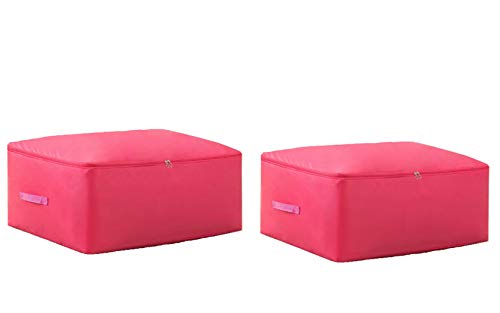Bolsa de Almacenamiento 2 piezas Alta densidad de tela Oxford Organizador del Armario del Bolso Suave Ahorro de Espacio Bolsa para guardar la Ropa Edredones Ropa de Cama Almohadas Cortinas Rosa