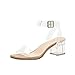 Produktbild SHE.White High Heels Sandalen Damen Stiletto Schuhe Frauen Römersandalen, Transparente Peep Toe Sandalen, Knöchel Schnalle Party Freizeit Hochzeit Abend Sommer Strand Schuhe mit mittleren Absätzen