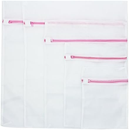 Ciaoed Set of 5 Laundry Bag Net Zippered Mesh Washing Bags for Lingerie Socks Bra Underwear Stocking and More