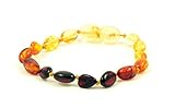 Knotted Between Beads Baltic Amber Bracelet - Rainbow Color Olive Shape Baltic Amber Beads - Knotted Between Beads - 12-16cm (16)