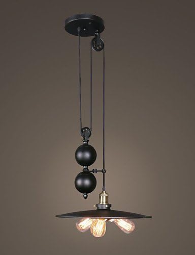 SUHANG Chandelier Three Heads Industrial Vintage Painting Pully Pendant Lamp for The Bedroom/Foyer / Canteen Adjustable Light, 220-240V
