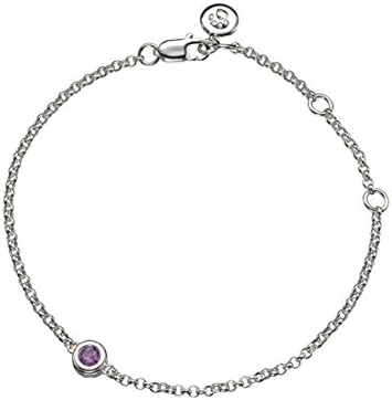 Molly Brown London Girls Sterling Silver February Birthstone Amethyst Adjustable Bracelet | Baby Girl Birthday Gift | Jewellery Gift for Girls | Teen Birthstone Bracelet | Flower Girl Gift
