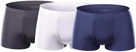 WFLJL Men'S Boxers Simple Ice Silk Flat Angle Youth Breathable Thin Section Middle 3-Pack Underpants L