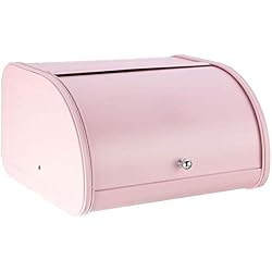 Metyere Métal Pain Boite Poubelle Cuisine Bacs de Rangement avec Rouleau Haut Couvercle Ustensiles de Cuisine Boite de Rangement - Rose