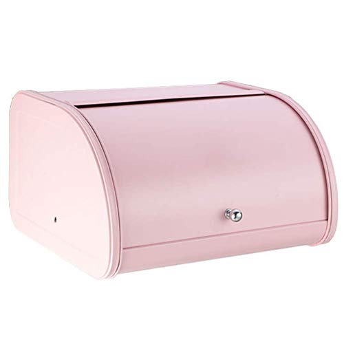 Metyere Métal Pain Boite Poubelle Cuisine Bacs de Rangement avec Rouleau Haut Couvercle Ustensiles de Cuisine Boite de Rangement - Rose
