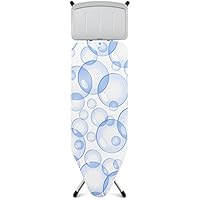 Brabantia 101229 - Mesa de planchar, 124 x 45 cm, soporte sólido para centro de planchado, PerfectFlow, diseño Bubbles, estructura gris