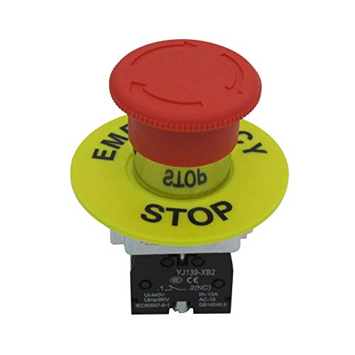 Taiss / 22mm 1 NC SPST Latching Action Emergency Stop Push Button Switch 10A 440V (Warranty 5 Years) XB2-01ZS