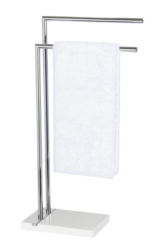 WENKO 20487100 Handtuchständer Noble White mit 2 Armen – Kleiderständer, Stahl, 45.5 x 82 x 20 cm, Chrom - 2