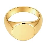 Características y beneficios: Anillo de sello clásico en color oro, adecuado para uso diario y cualquier ocasión.
