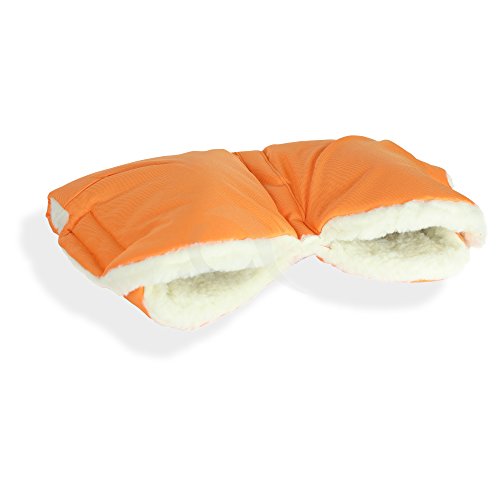 BABY PRAM PUSHCHAIR STROLLER HAND MUFF FINGERLESS GLOVES WINTER WARMER (orange/wool)
