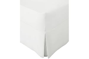 AmigoZone Extra Deep Non Iron Percale Fitted Valance Sheet Pleated (Super King, White)