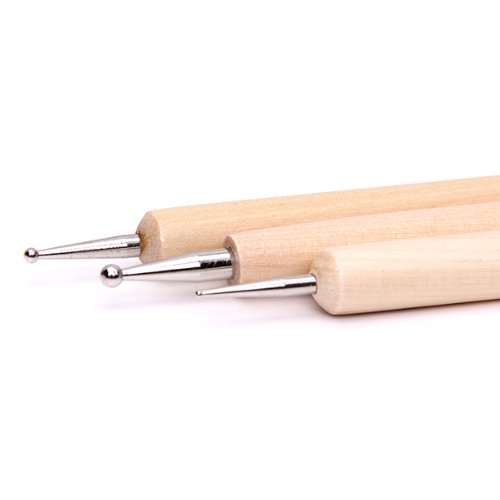 SODIAL(R) 3 Stk. Ball Griffel Werkzeug Zum Praegen Muster Ton Bildhauerei - 3