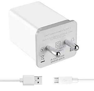 Fast Charger for Infinix Hot 9 Pro Charger Original Adapter Like Mobile Charger | Power Adapter | Wall Charger | Fast Charger | Android Smartphone Charger | With 1 Meter Micro USB Cable Charging Cable Data Cable (2.4 Amp,CC-OPPO, WHITE)