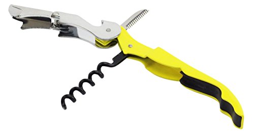 Liftboy Kellnermesser mit Doppelhebel in Gelb – Korkenzieher, Wein-Messer, Flaschenöffner, Kellner-Besteck mit Kapsel-schneider – Flaschen leicht Öffnen mit Sommeliermesser - 4