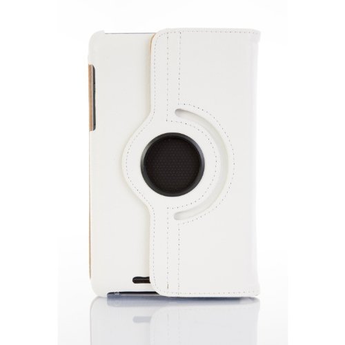 JAMMYLIZARD | 360 Grad rotierende Ledertasche Hülle für Nexus 7 2012 (1. Generation), WEIß