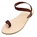 Produktbild Damen Sandalen Zehentrenner Böhmen Flache Sandaletten Badesandale Sommerschuhe Strandschuhe Pantoletten Boho Peep Toe Flip Flop Hausschuhe (EU:41, Braun)