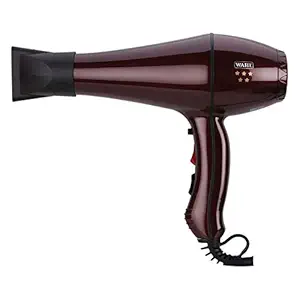 Wahl 05439-024 Super Dry Turbo 2000 Watts Styling Hair Dryer 3 Heat Settings 2 Speed Settings Tourmaline Technology & Cool Shot Button 3 attachments 2 Nozzles and 1 Diffuser, Red