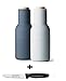 Produktbild Menu Geschenkset Bottle Pfeffermühle + Salzmühle 2er-Set, 20 cm + Edelstahlstyling Universalmesser (blau (Holzdeckel))