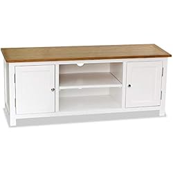 Tidyard Meuble TV Scandinave | Meuble de Rangement avec 2 Compartiments et 2 Armoires 120 x 35 x 48 cm en Chêne Massif