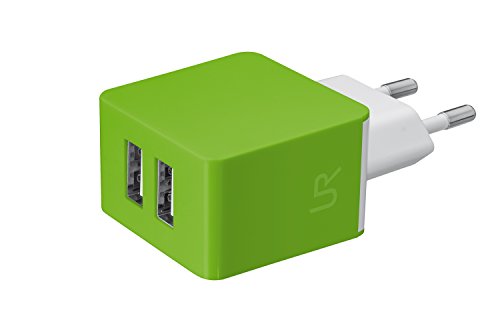 Trust Urban - Cargador de pared doble USB universal de 10W para smartphones, verde