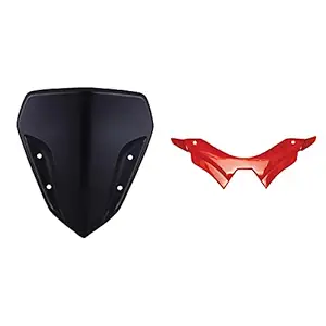 jb racing Combo of Yamaha MT 15 Imported Short Visor Matte and MT 15 Winglet (Orange)