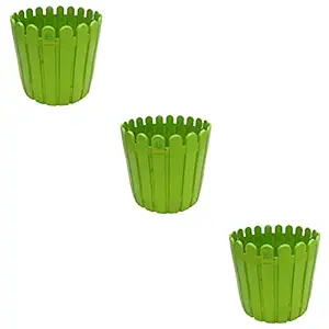 SKYCAP VIP Fence Plastic Flower Pot for Home Decor Indoor/Outdoor,Plant Container,gamla (12inch,Green,Pack of 3)