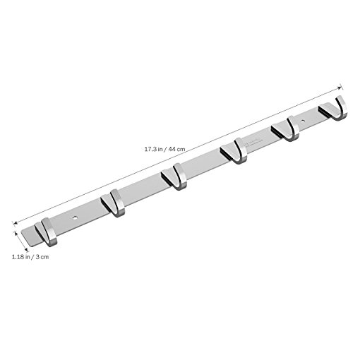 OUNONA Garderobenleiste Hakenleiste Edelstahl Garderobenhaken Mit 6 Haken für Kleidung und Schlüssel, Edelstahl, 17,32 Zoll - 4