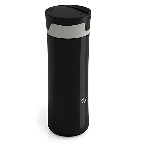 Isolierbecher Für Kaffee oder Tee aus Rostfreiem Edestahl – 450 ml – Travel Mug mit One Push Verschluss Deckel – Thermobecher To Go – Schwarz - 6