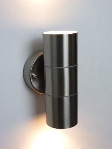 Moderne Außenwandleuchte Bornholm 2 flammig Edelstahl up and down Fassung GU10 Spot - 4