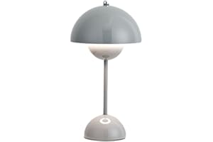 BOMKRA Flowerpot Mushroom LED Table Lamps,Rechargeable Modern Bud Macaron Lamp Vintage Touch Dimmable with 3 Color Bedside Light for Bedroom Living Room Home Office Wedding (Grey)