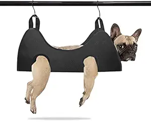 Hiputee Pet Hammock in Waterproof Canvas for Grooming, Nail Trimming, Teeth Cleaning and for Other Pet Care (S, Black)