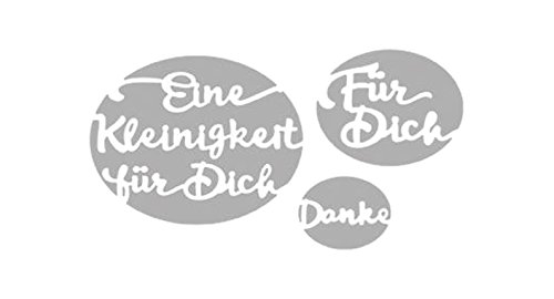 RAYHER 60256000 Stanzschablone: "Eine Kleinigkeit für Dich", 11, 3x6, 3cm, 3 Stück, Stahl, Silber, 17 x 10 x 0.1 cm
