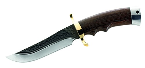 Herbertz Erwachsene Stahl Aisi 420, Schmiede-Design, Tagayasan-Holzgriffschalen, Lederscheide mit Gürtelschlaufe Gürtelmesser, Mehrfarbig, One Size