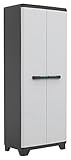 Fabricado en Italia. Armario alto de doble puerta con compartimiento escobero y 3 estantes, 68 x 39 x 173 cm, Serie Linear 9726000