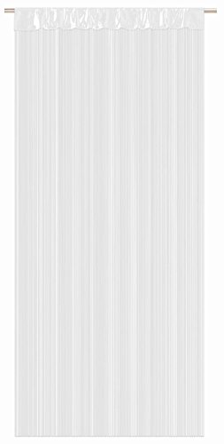 Hochwertige Fadengardine Fadenvorhang Fadenstore 90x245 cm 6 Farben beliebeig kürzbar (weiß)