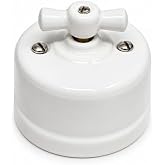 Vintage Retro White Porcelain Switch Surface Installation 10A 250V