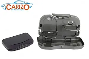CARIZO Car Meal Plate + Cup + Bottle Holder | Tray | Backseat | Foldable | Compact | Food Tray | Travel Dining Tray Black Compatible with Maruti Suzuki Zen Estilo (Type-I) (2006-2013)