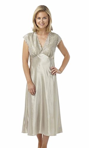 Socks Uwear Ladies Quality Satin & Lace Sleeveless Long Nightdress MN60