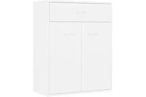 ‎VIDAXL vidaXL Sideboard, Kommode mit viel Stauraum, Schrank mit 1 Schublade 2 Türen, Mehrzweckschrank Anrichte für Wohnzimmer, Modern, Weiß 60x30x75cm Holzwerkstoff