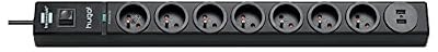 Brennenstuhl hugo! Bloc multiprise 7 prises + 2 prises USB avec parasurtenseur/parafoudre cordon 2 m - Noir