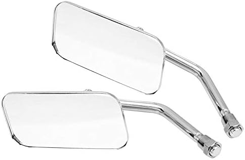 KIMISS Motorcycle Rear View Mirrors, 2Pcs M10 Electroplating Silver Square Rearview Rectangle ide Mirrors Handlebar End Mirrors(Silver)
