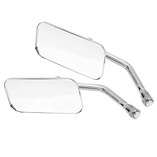 KIMISS Motorcycle Rear View Mirrors, 2Pcs M10 Electroplating Silver Square Rearview Rectangle ide Mirrors Handlebar End Mirrors(Silver)