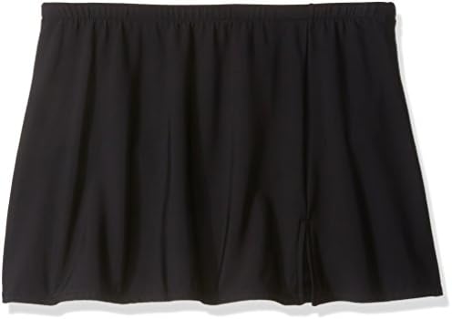 Shape Solver Women's Plus Size Side Slit Skirted Brief Bikini Bottom, Black, 22W