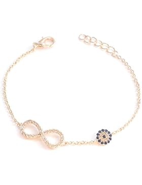 Remi Bijou - Wunderschönes Armband - Infinity Unendlichkeit Ewige Liebe – Rosegold Farbe – Evil Eye blaues Auge