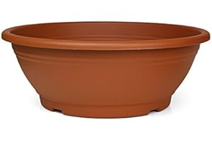 FLORALO E. K. Floralo Pflanzschale, rund, mit Löchern im Boden, terracottafarben, Durchmesser 25 cm - Schale Blumenschale Pflanzschale Plastikschale Kunststoffschale bepflanzen Topf