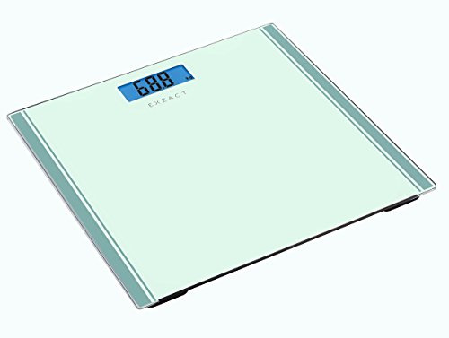 EXZACT – Personenwaage/ Elektronische Körperwaage / Digitale Badezimmerwaage – Große Kapazität 180kg / 400lb / 28st – Hohe Präzision, Schritt-auf, Hintergrundbeleuchtung LCD-Anzeige – Schlank – Farbige Glasplattform (Weiß) - 2